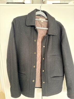 J. Crew 100% Wool Shirt Jacket with Quilted Brown Lining